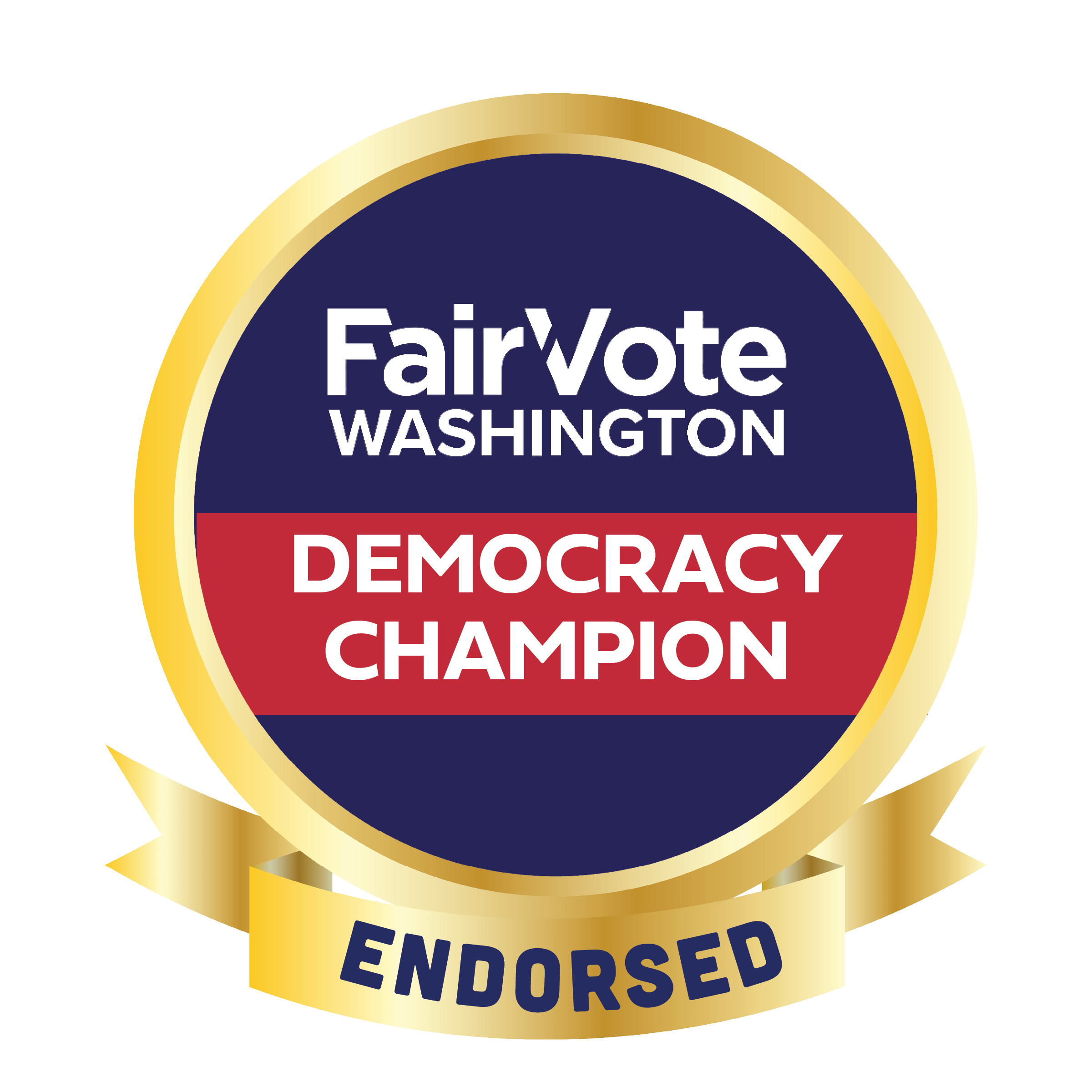 FairVote Washington Democracy Champion Endorsed seal